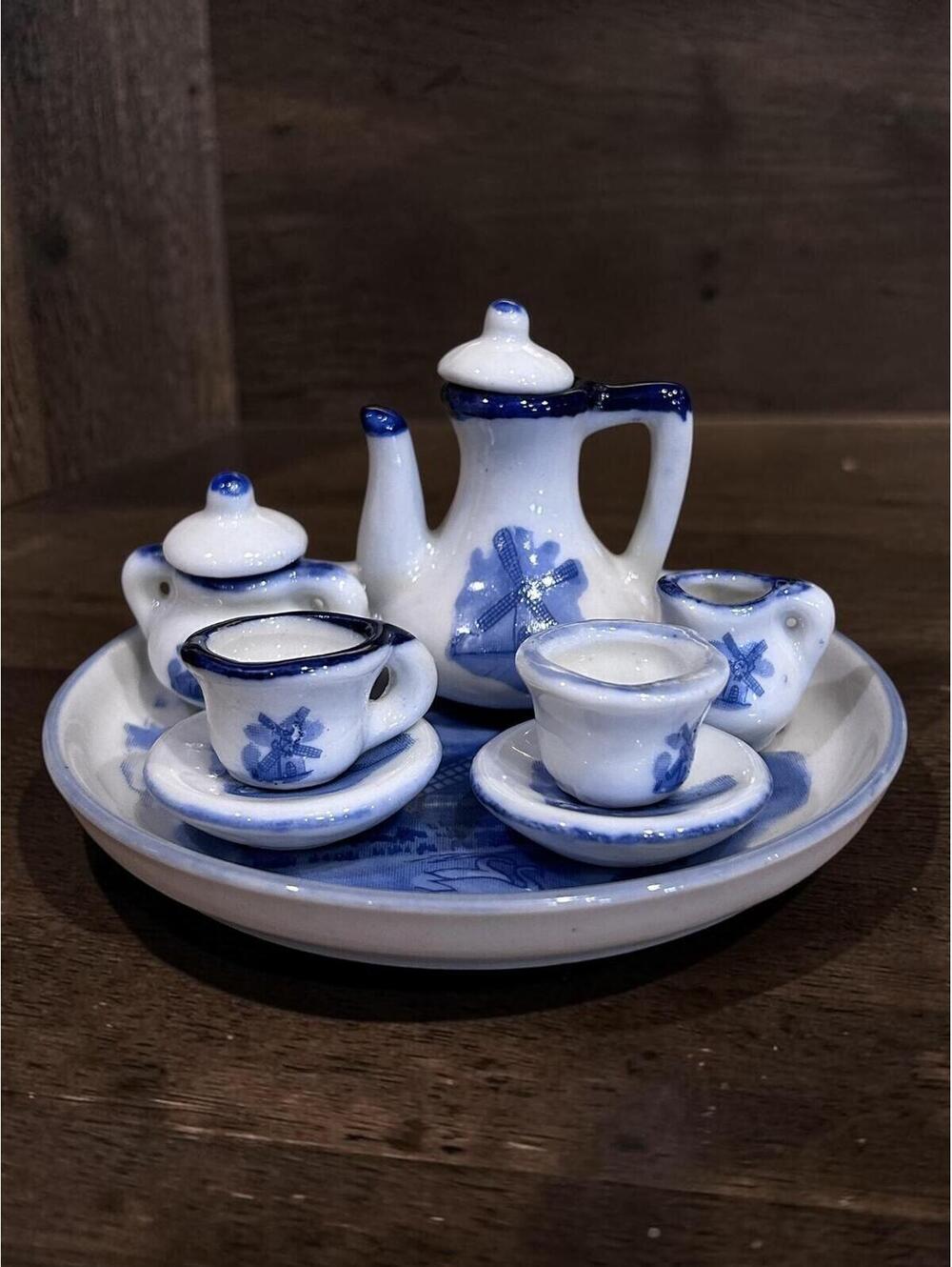 Nobel Hall Dutch Blue Windmill Minature Doll Tea Set